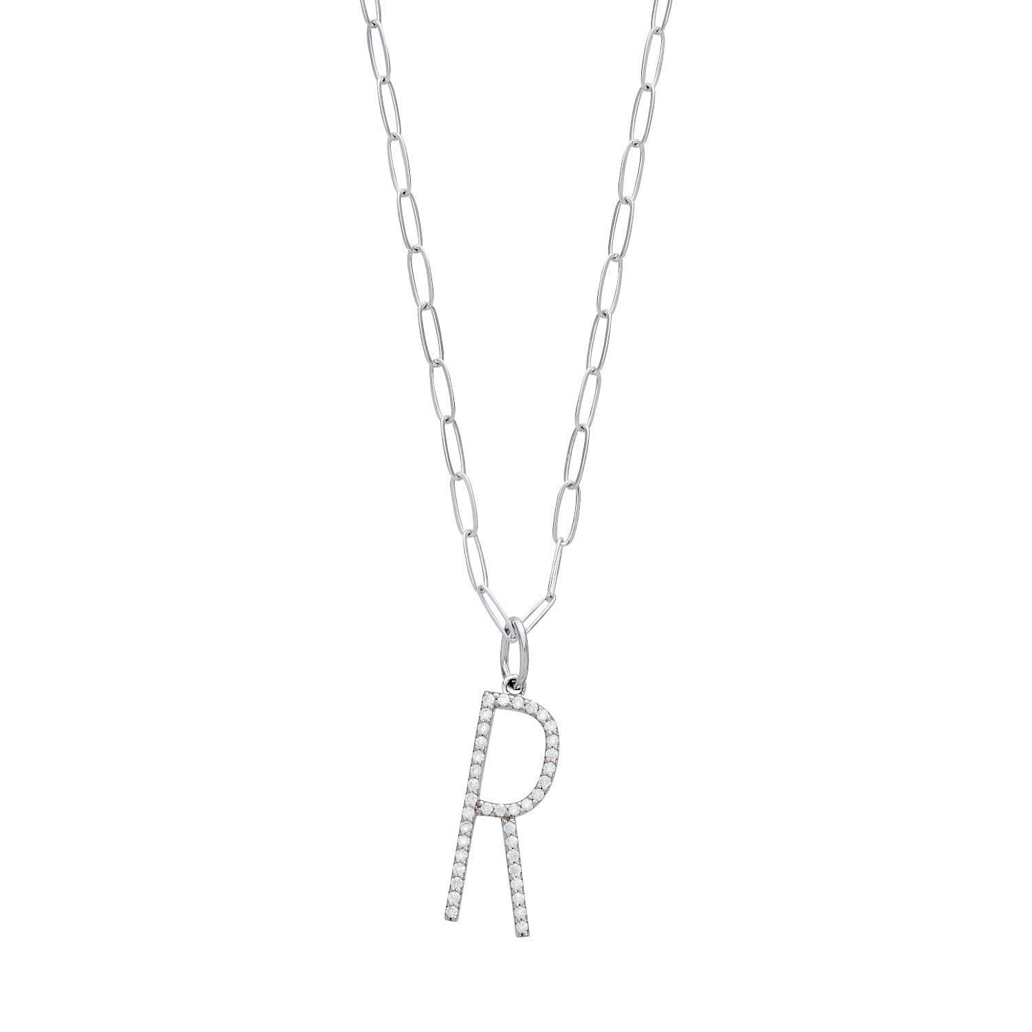 Pavé Elongated Initial Necklace