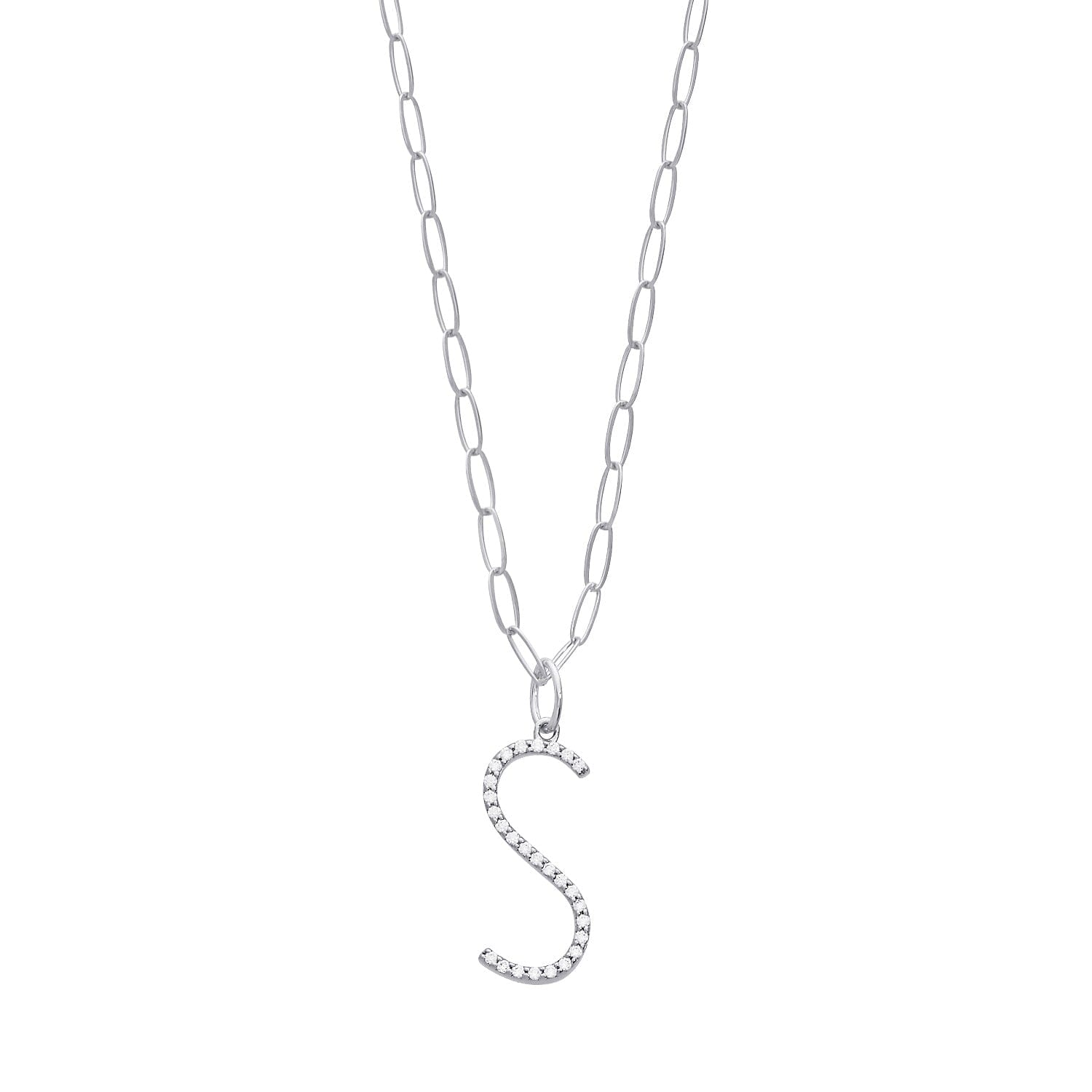 Pavé Elongated Initial Necklace
