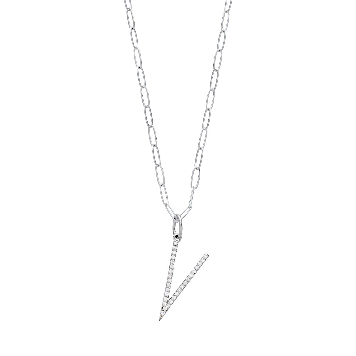 Pavé Elongated Initial Necklace