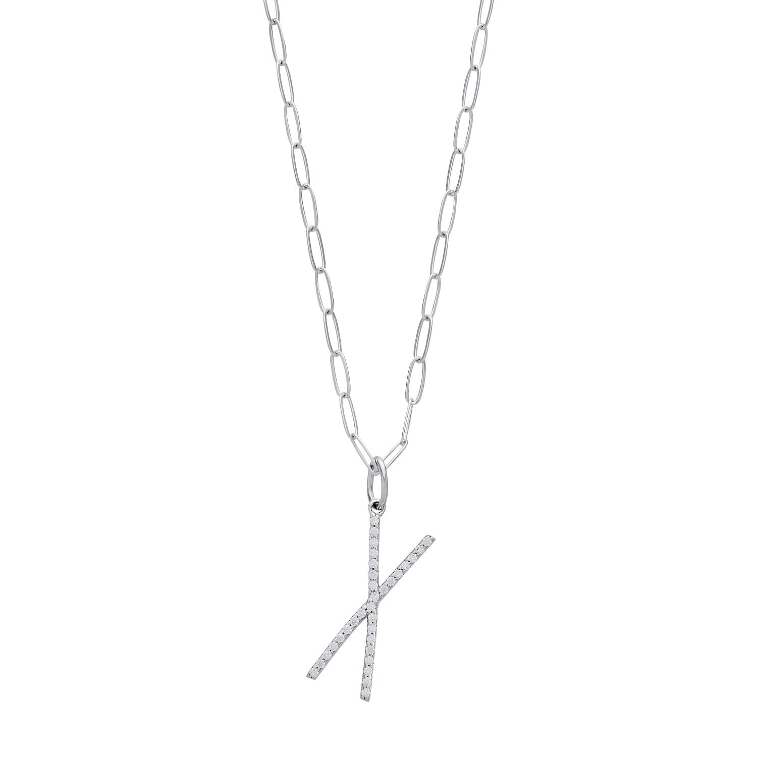 Pavé Elongated Initial Necklace