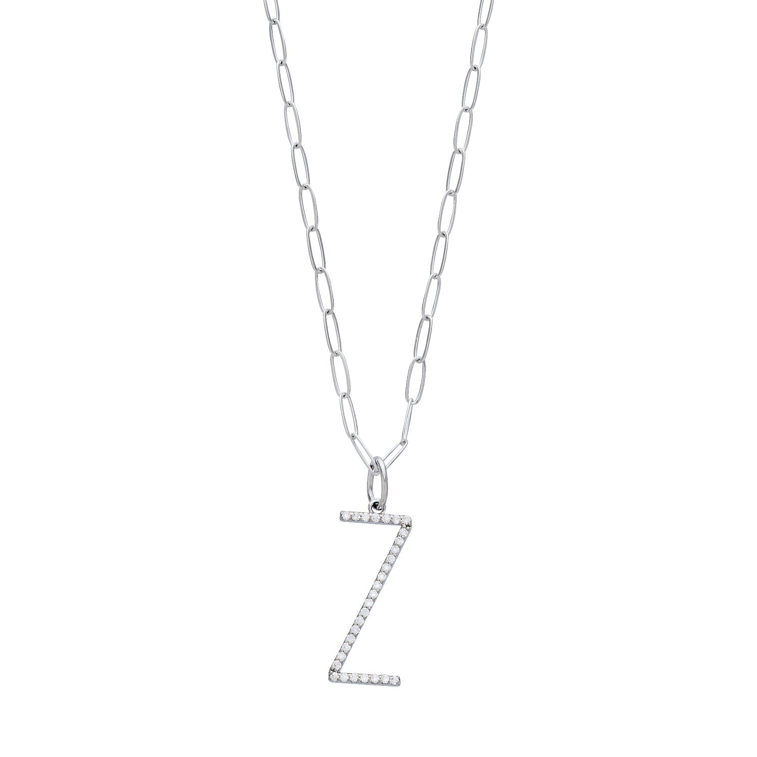 Pavé Elongated Initial Necklace