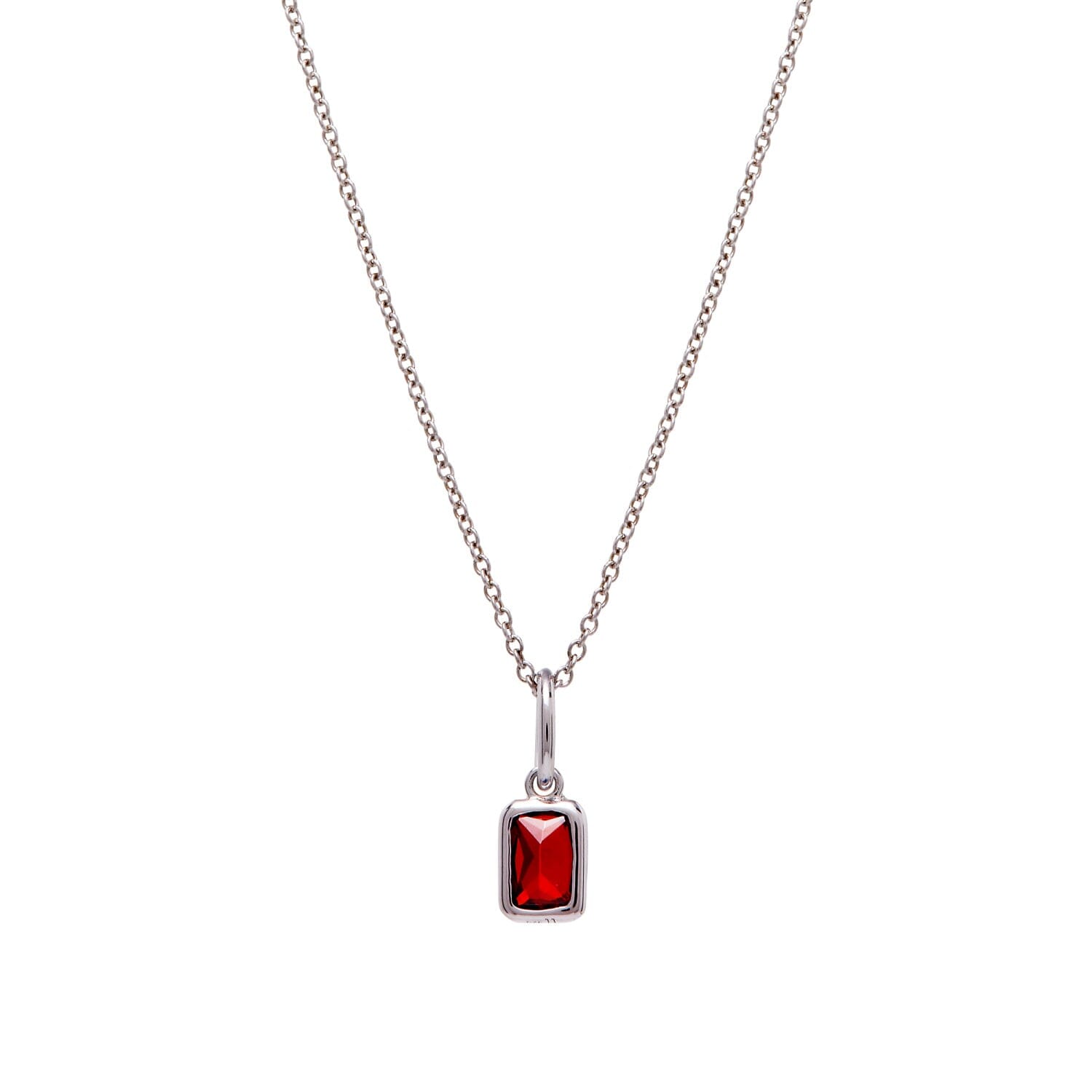 Baguette Birthstone Charm Necklace
