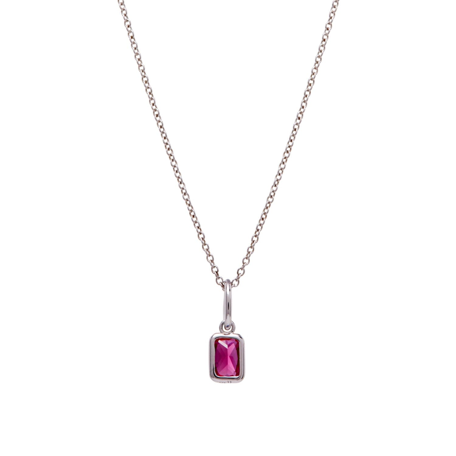 Baguette Birthstone Charm Necklace