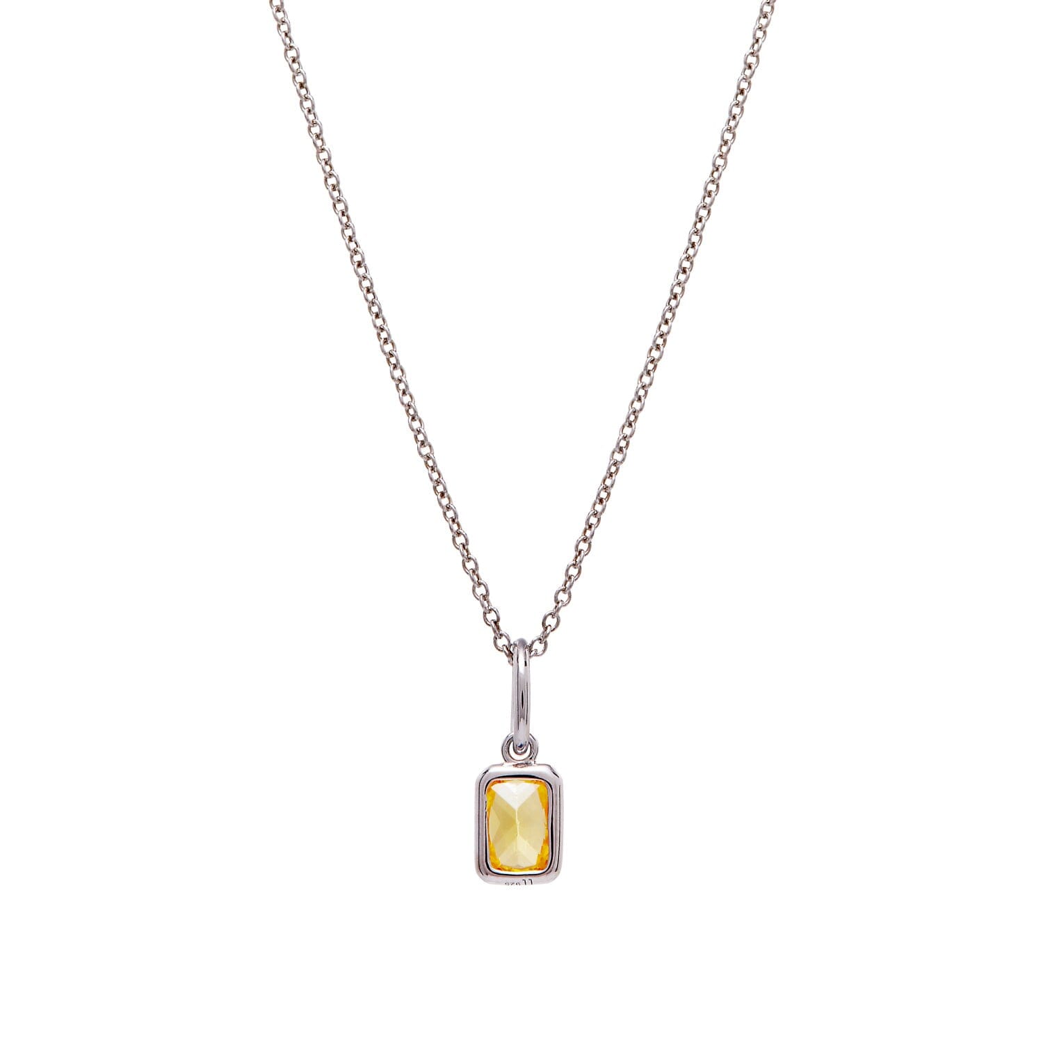 Baguette Birthstone Charm Necklace