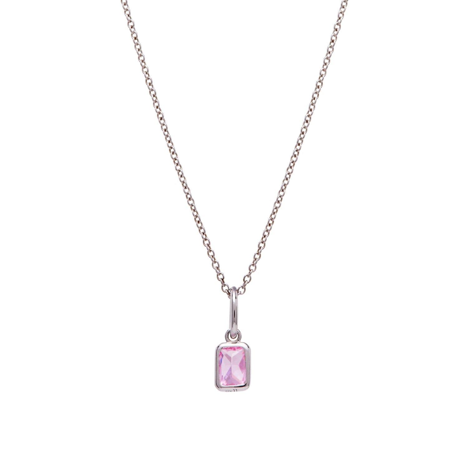 Baguette Birthstone Charm Necklace