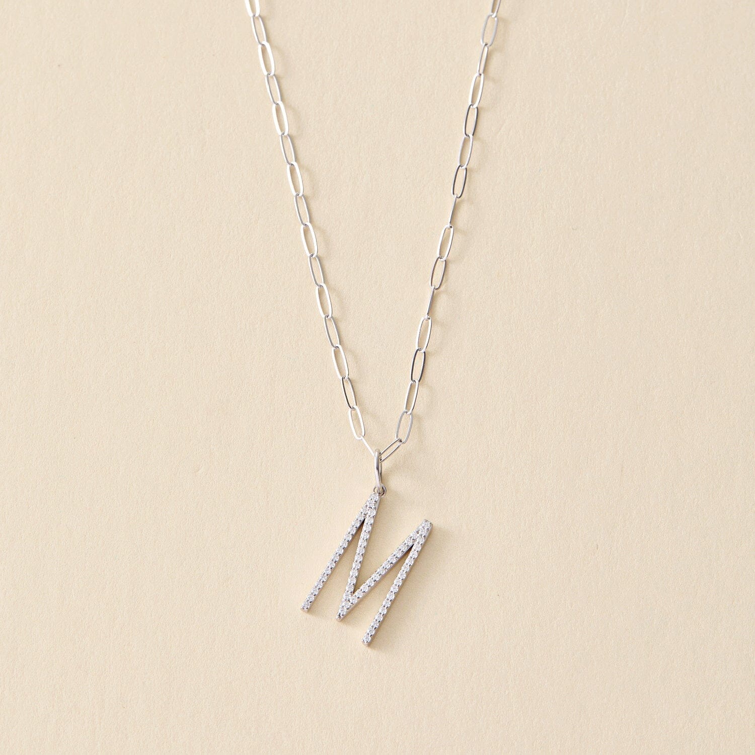 Pavé Elongated Initial Necklace