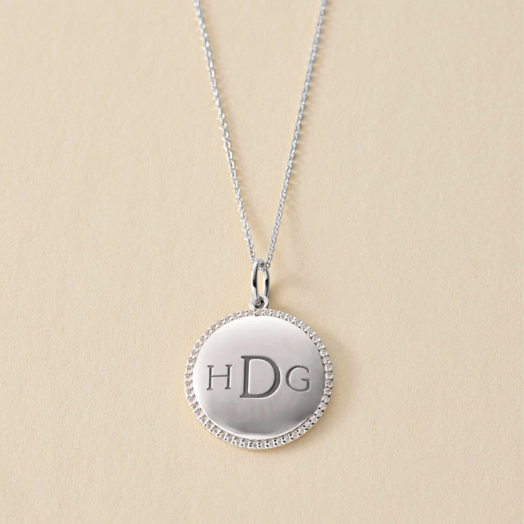 Pave Monogram Pendant Necklace