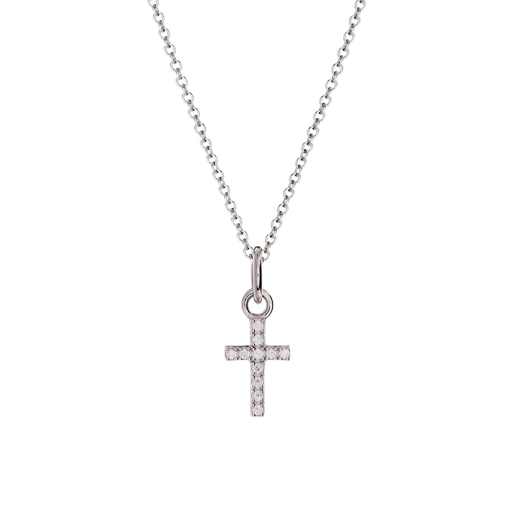 Sterling Silver Pavé Cross Necklace