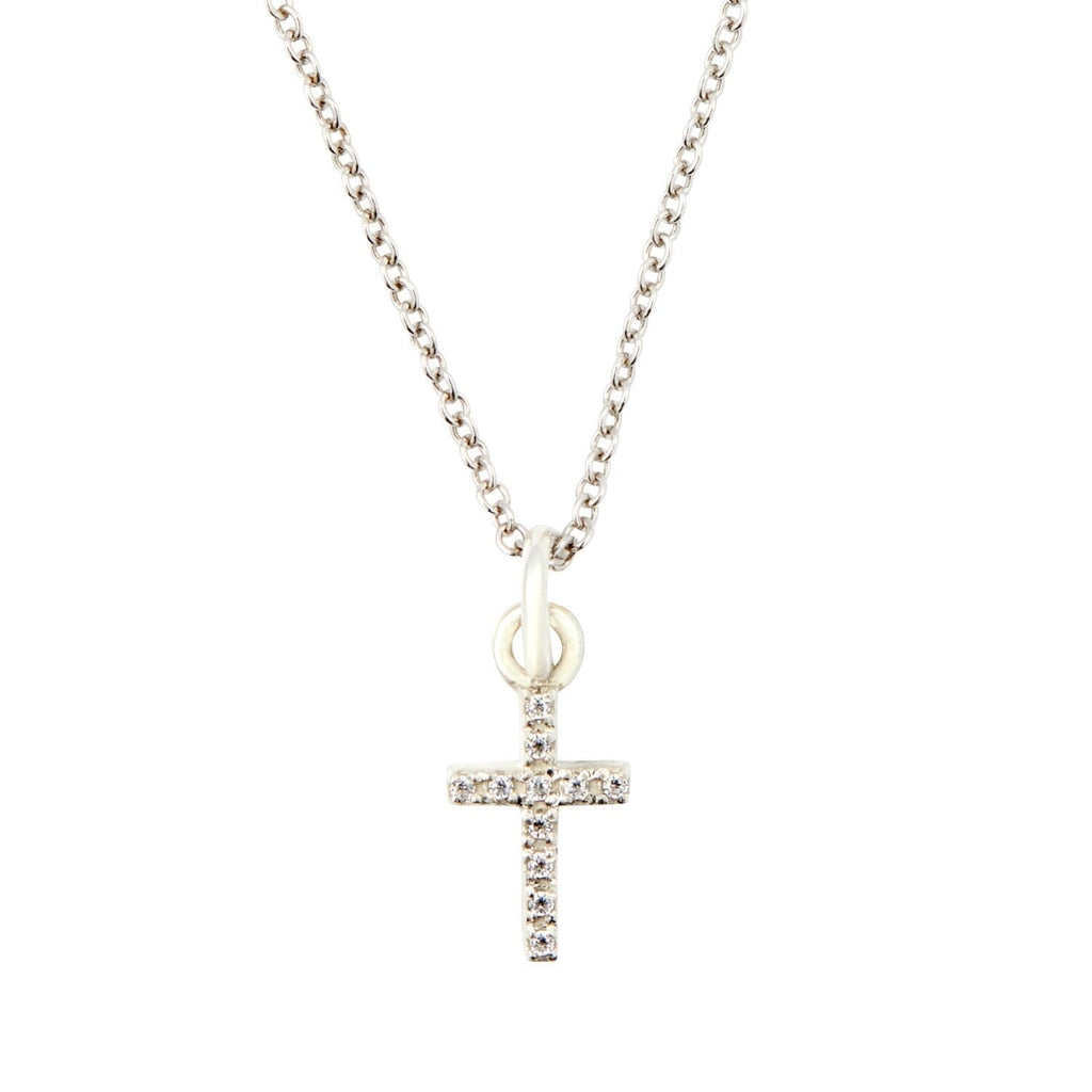 Sterling Silver Pavé Cross Necklace