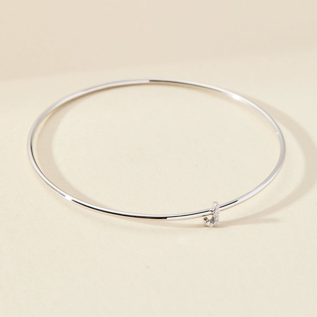 Sterling Silver Pavé Initial Bangle