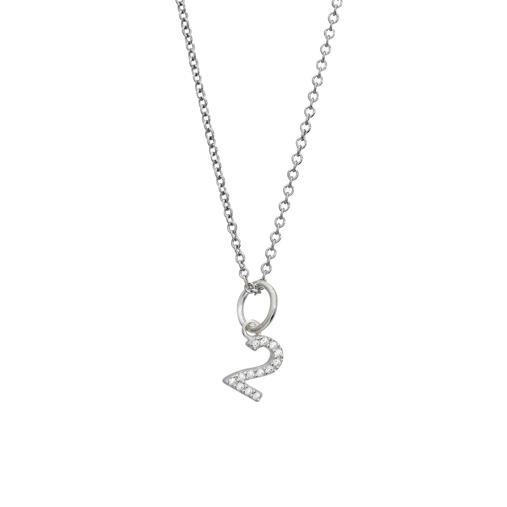 Pave Number Charm Necklace