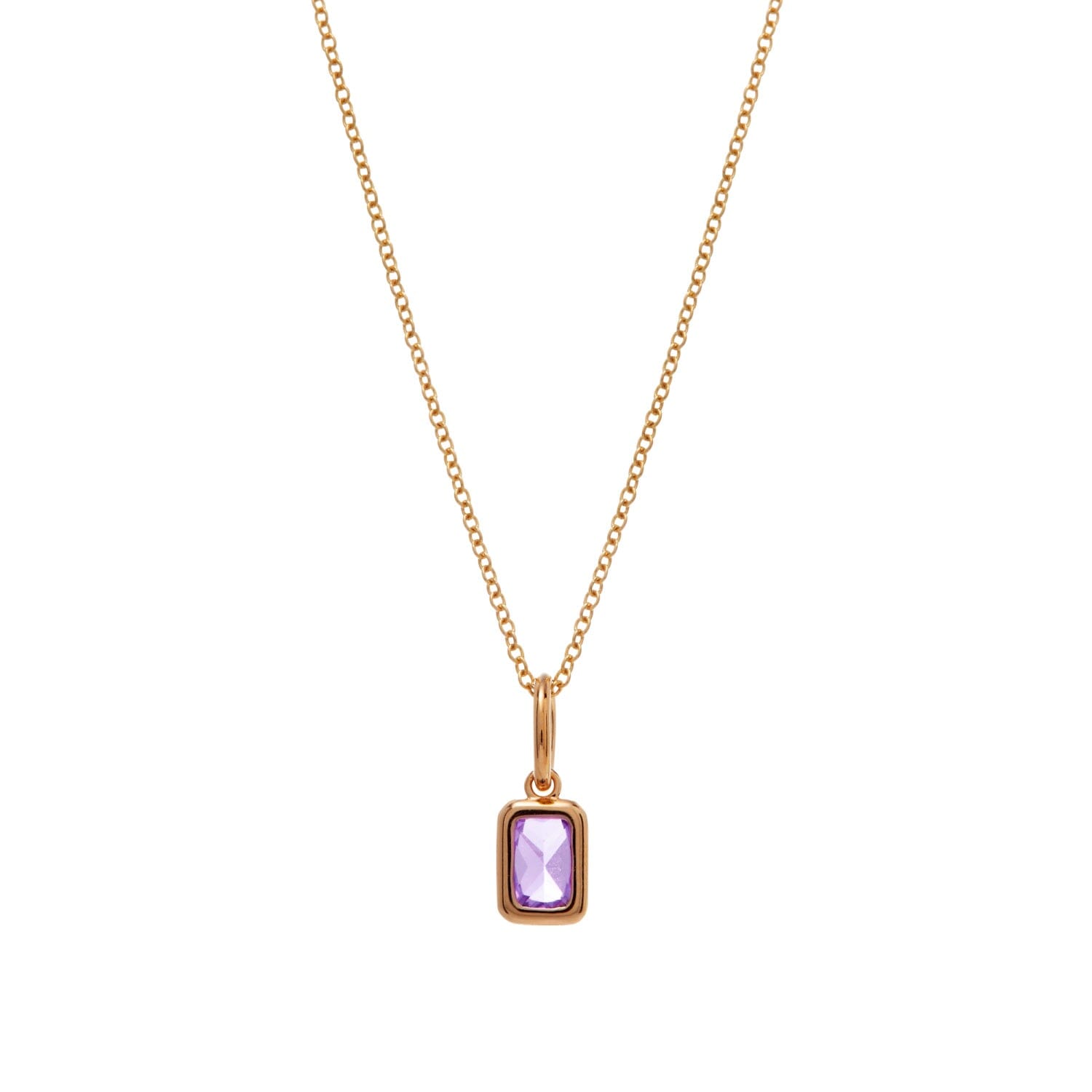 Baguette Birthstone Charm Necklace