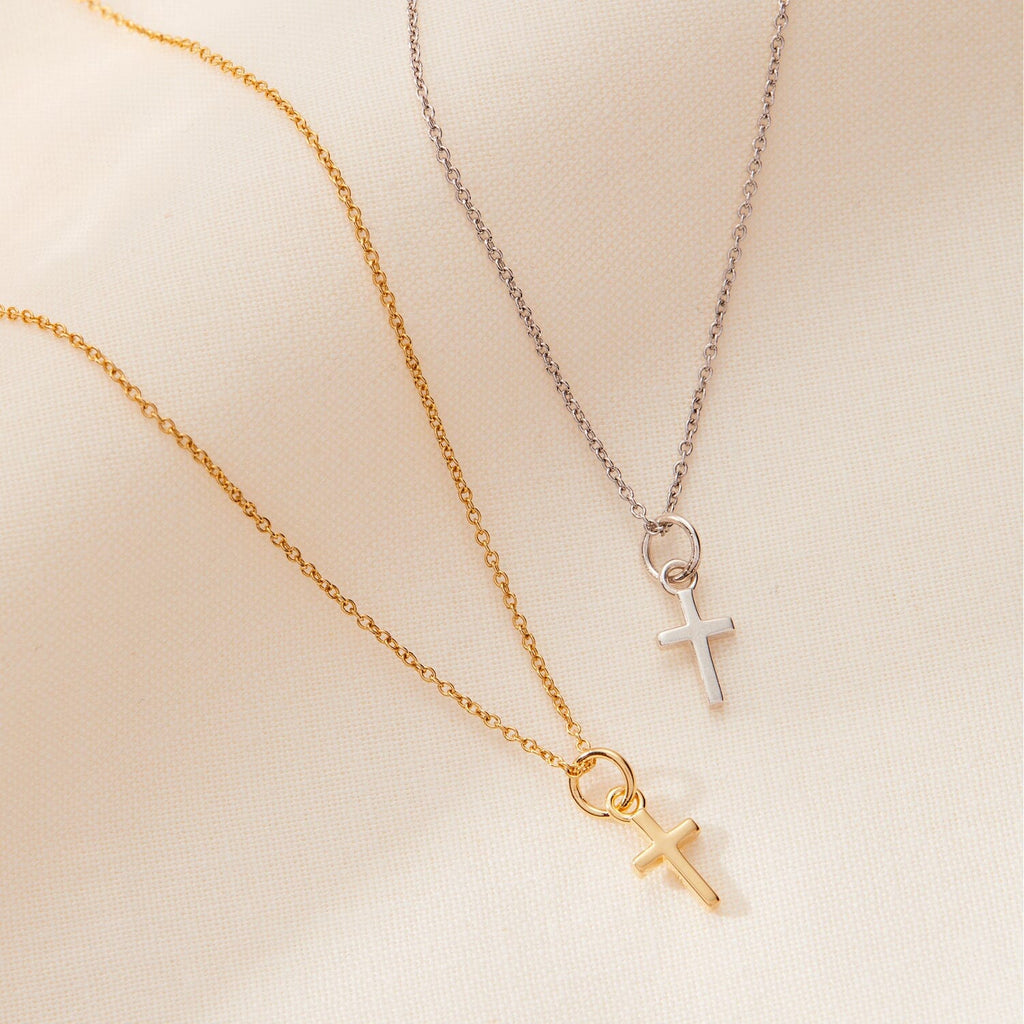 Gold Cross Necklace Tiny Tags Necklace Gold Cross Necklaces For