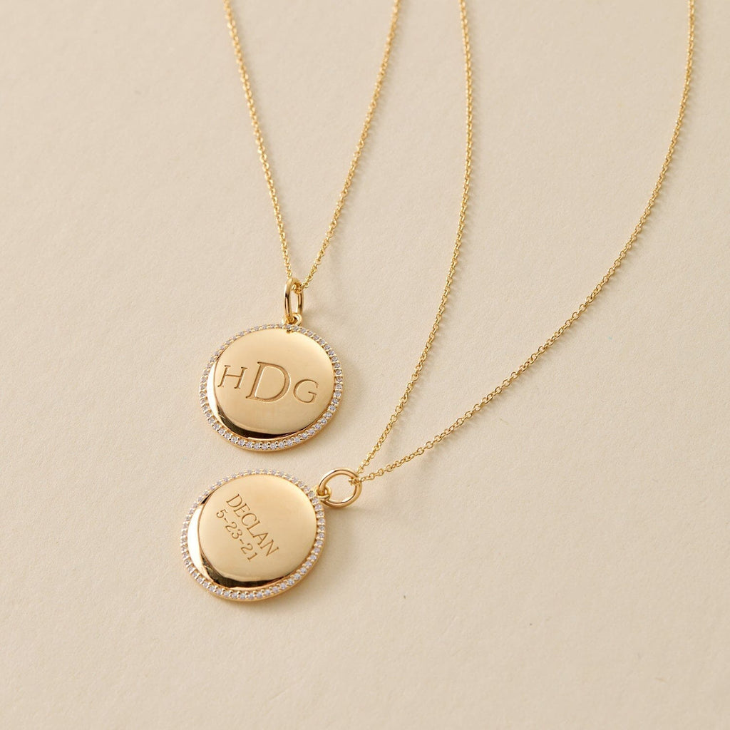 Pave Monogram Pendant Necklace