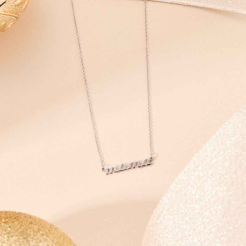 Sterling Silver Script Mama Nameplate