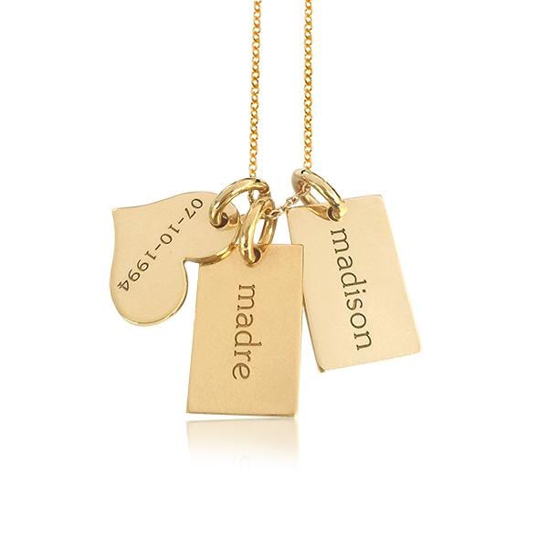 Gold Mini Dog Tags & Heart Necklace