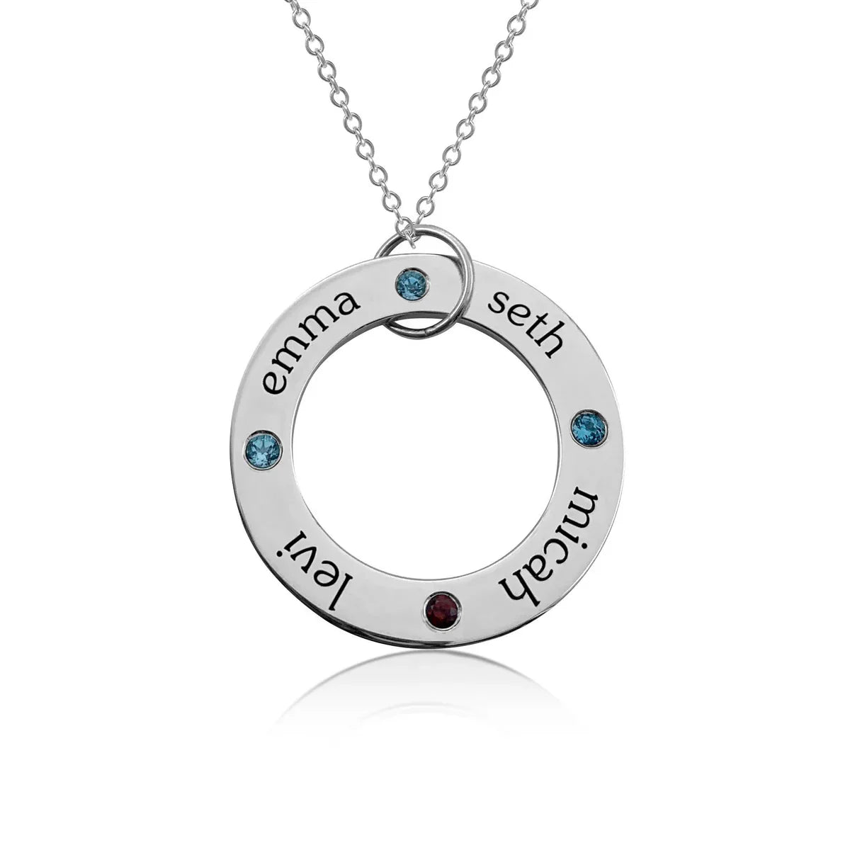 Circle Pendant Necklace with Birthstones