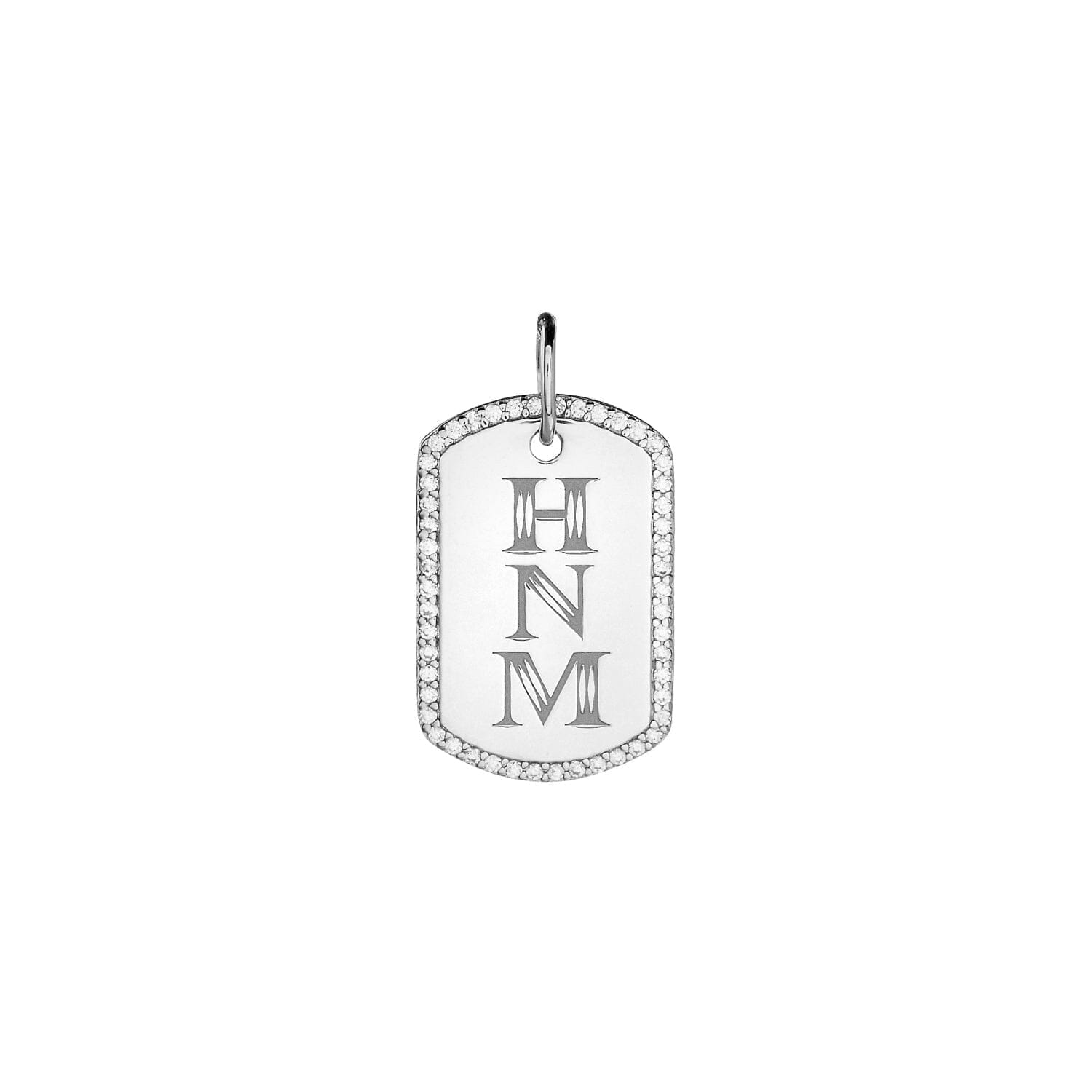 Pavé Monogram Large Dog Tag