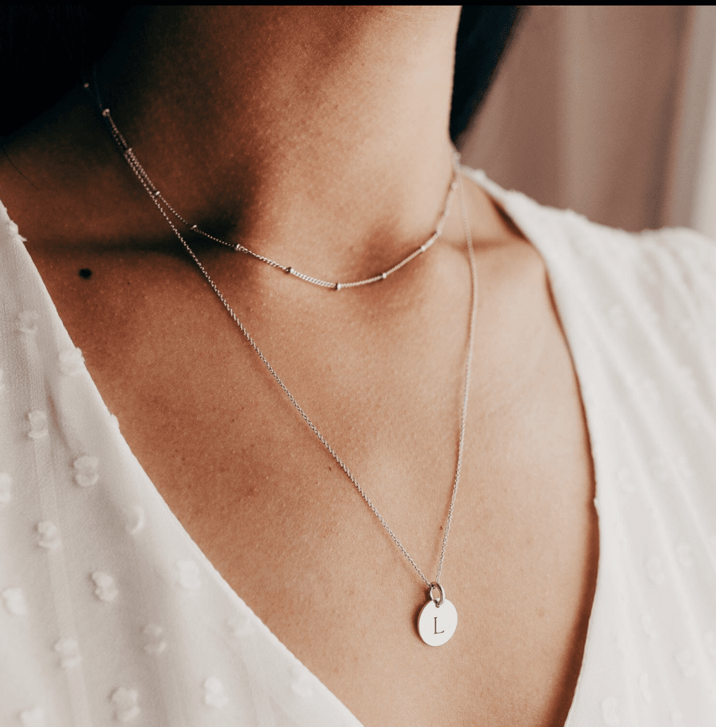 Initial Circle Tag Necklace
