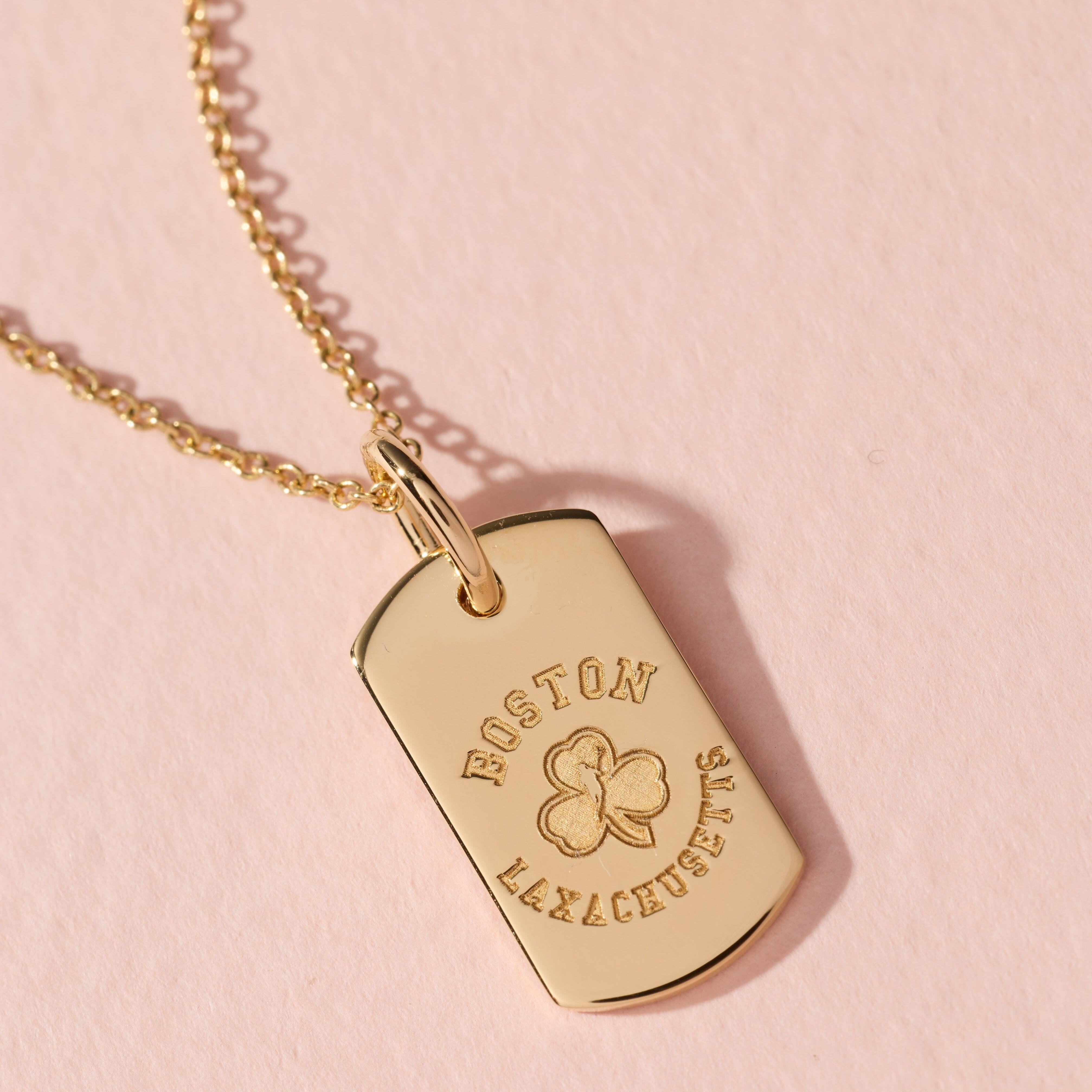 Laxachusetts Rounded Mini Dog Tag Necklace