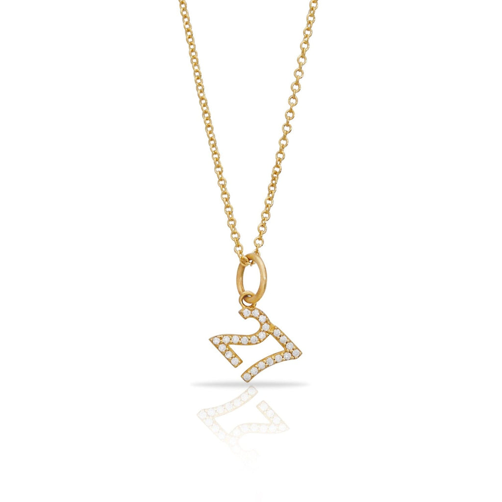 Pave Number Charm Necklace