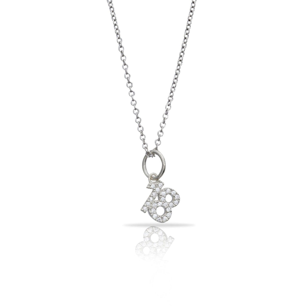 Pave Number Charm Necklace