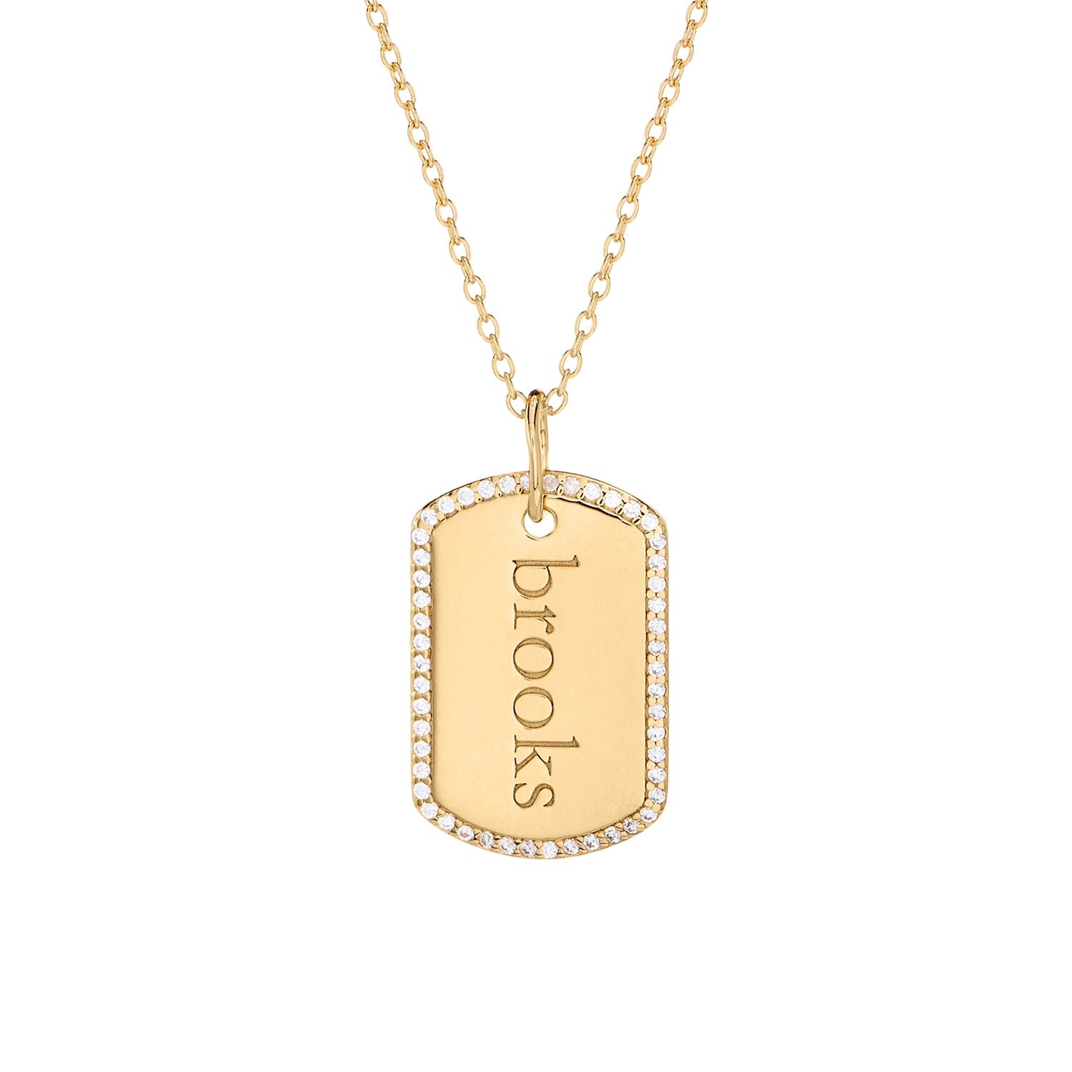 Pavé Large Dog Tag Necklace
