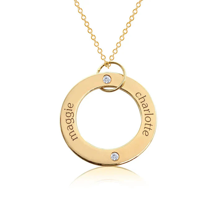 Circle Pendant Necklace with Birthstones