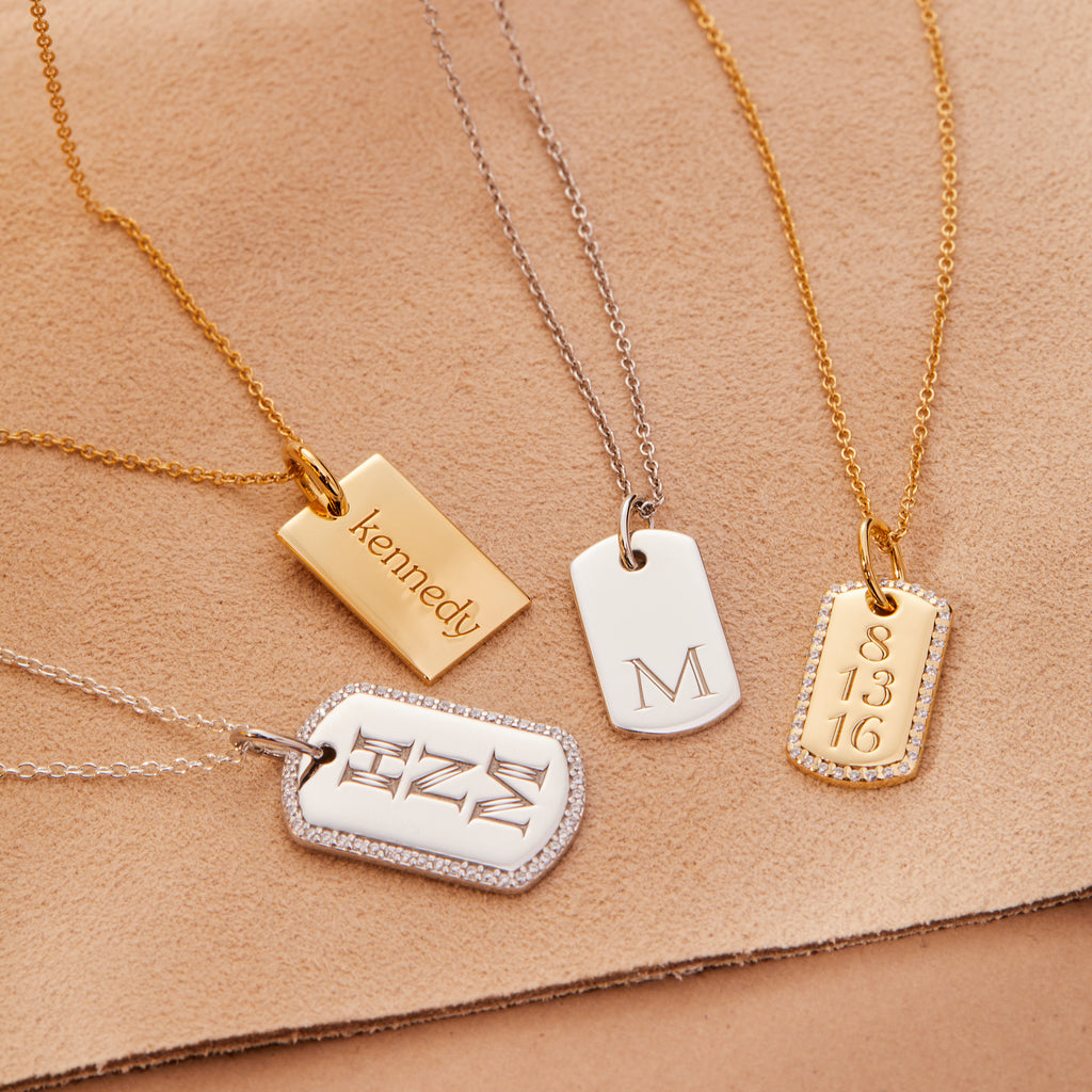 assorted mini dog tag necklaces
