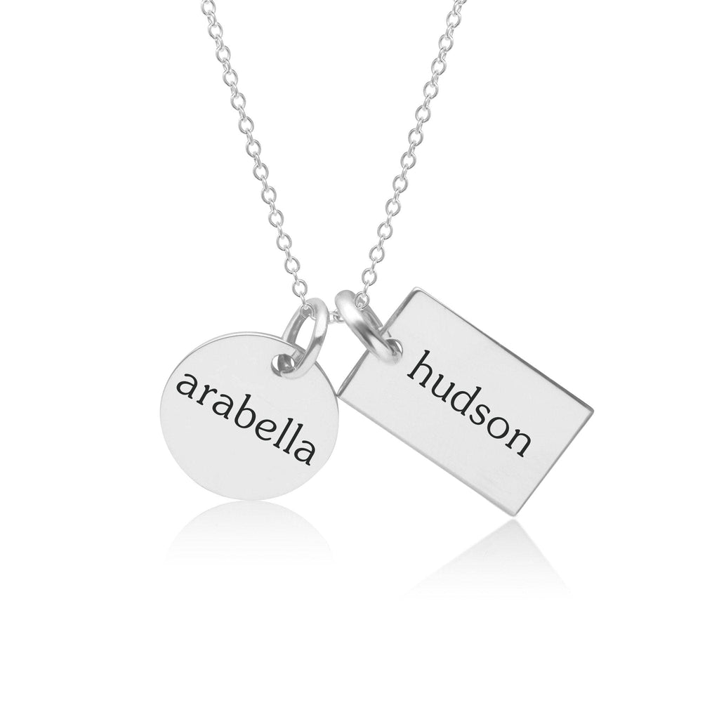 Sterling Silver Circle & Mini Dog Tag Necklace