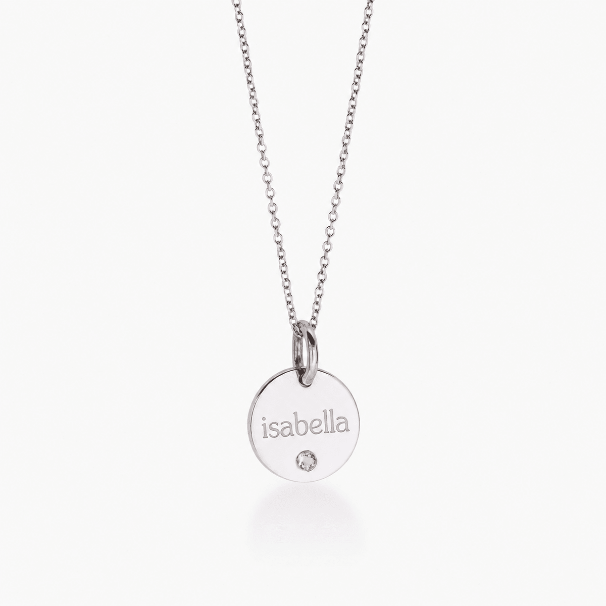 Circle Tag Necklace with Birthstone