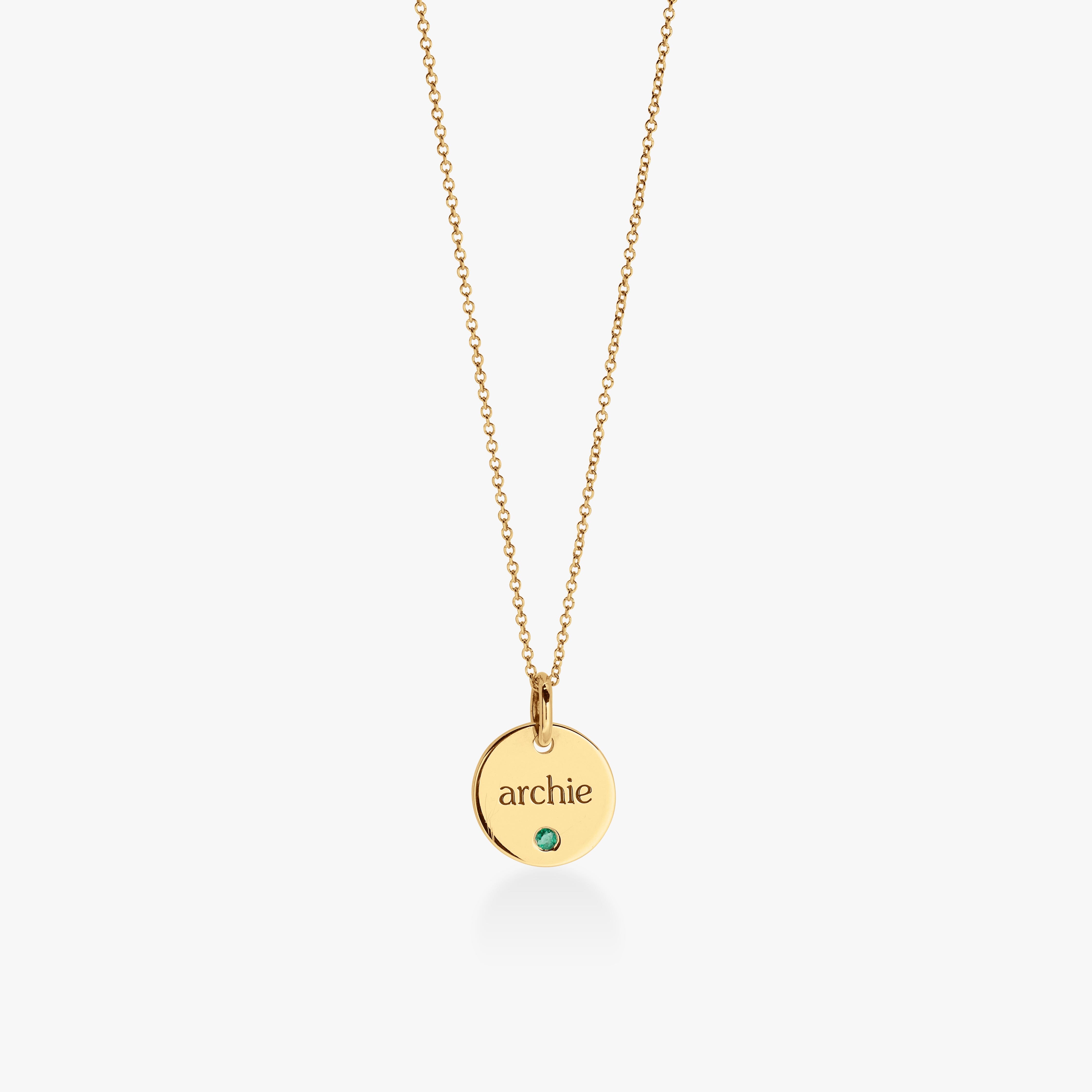 Circle Tag Necklace with Birthstone