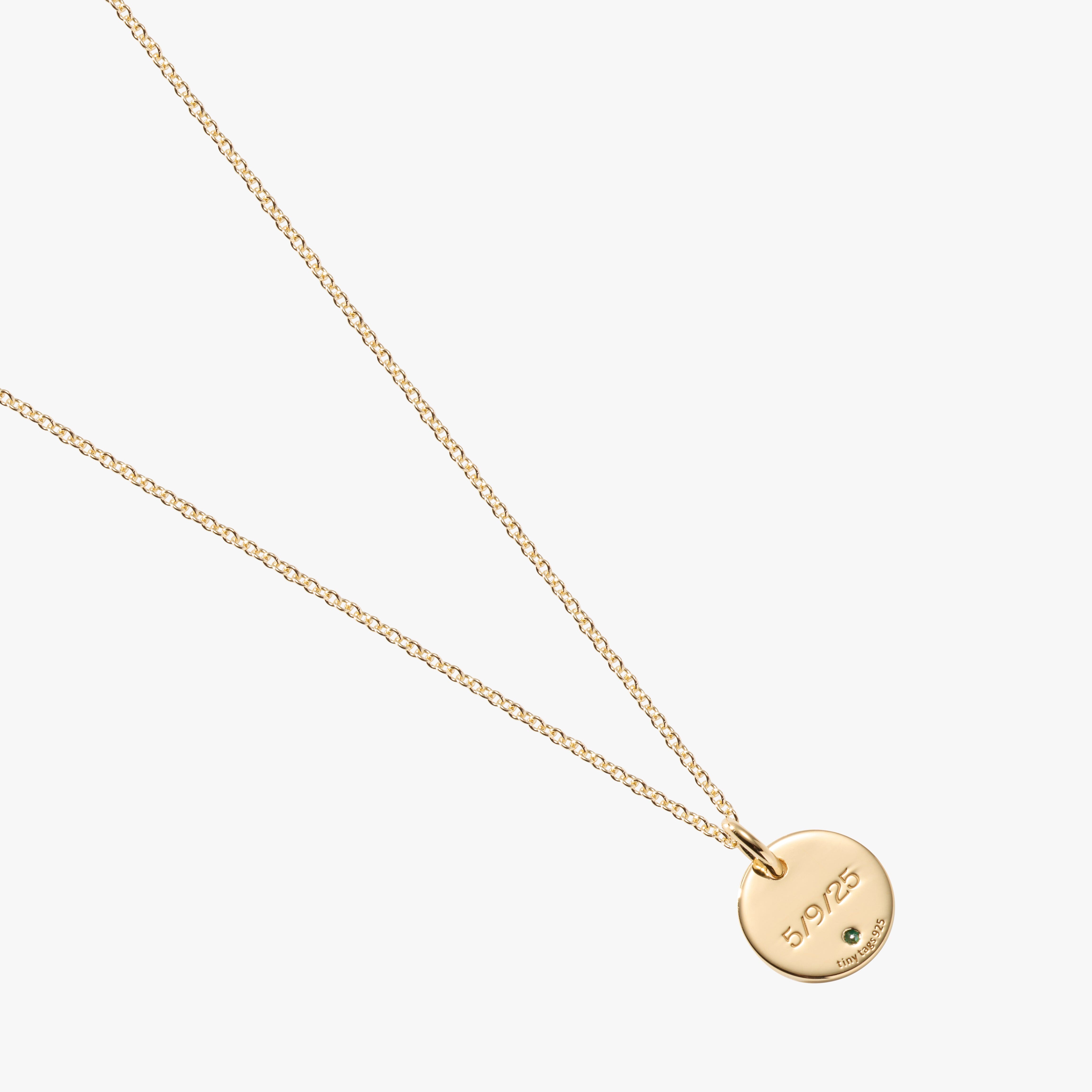Circle Tag Necklace with Birthstone - 3 Tags