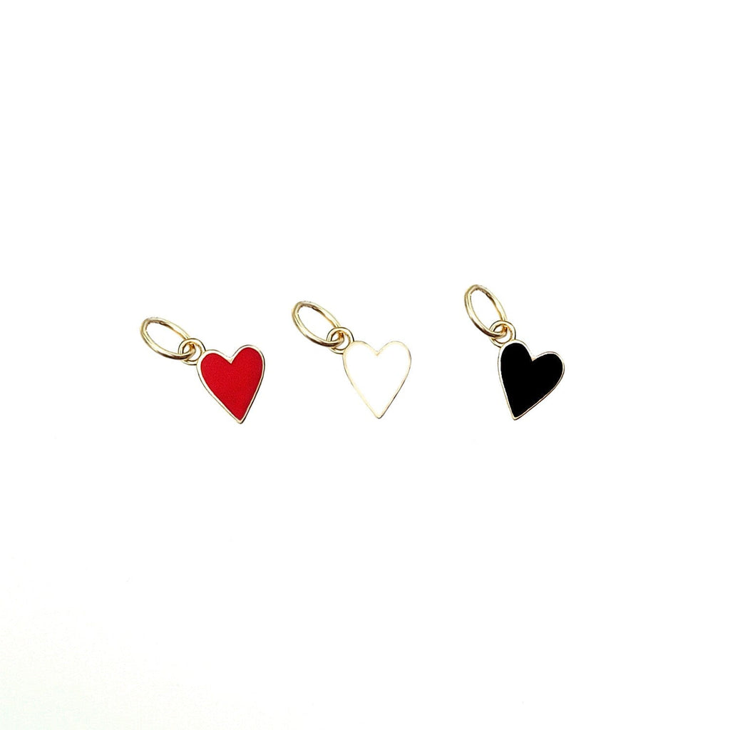 Tiny Flat Heart Charm Personalized in Silver and 14kt Yellow, Pink