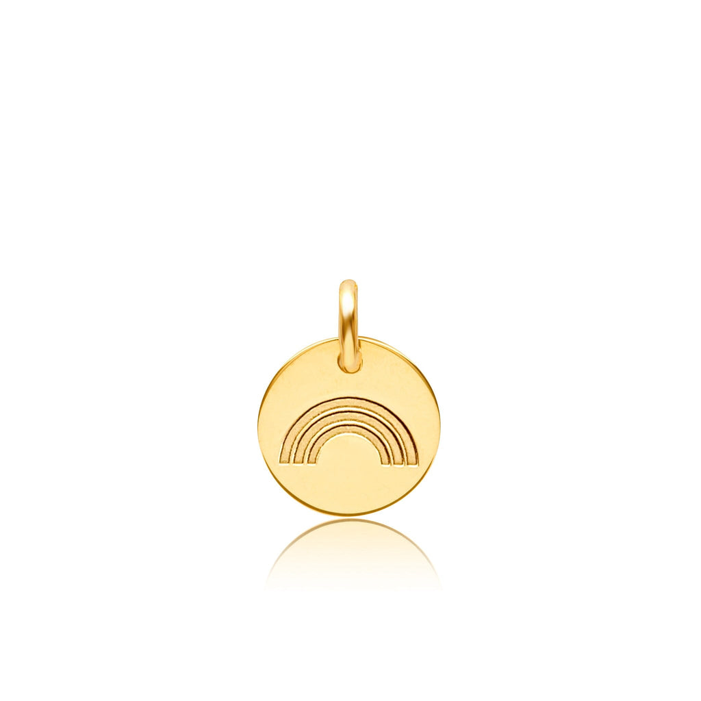 14k Gold Engravable Rainbow Circle Tag