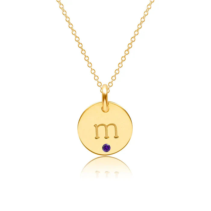 Initial Circle Necklace with Birthstones