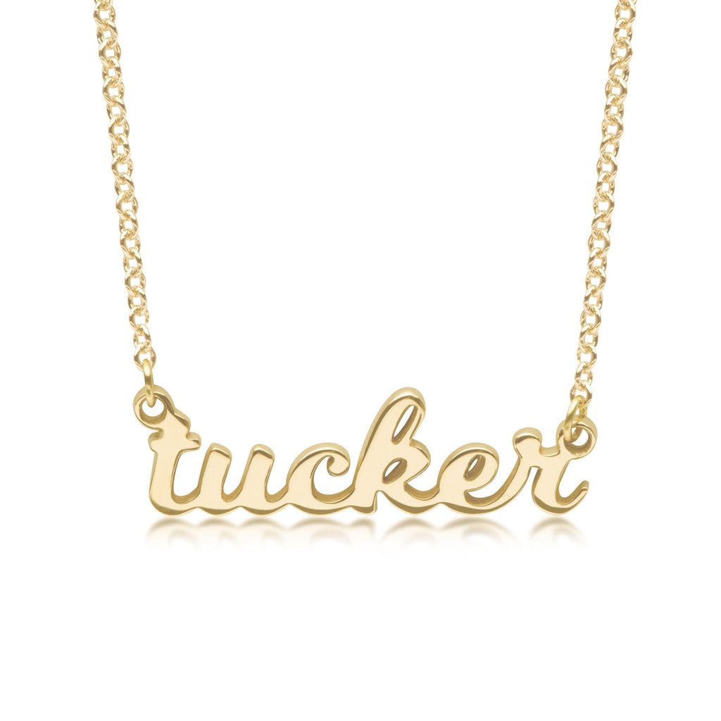 Personalized Script Nameplate Necklace Tiny Tags Personalized script nameplate necklace tiny tags