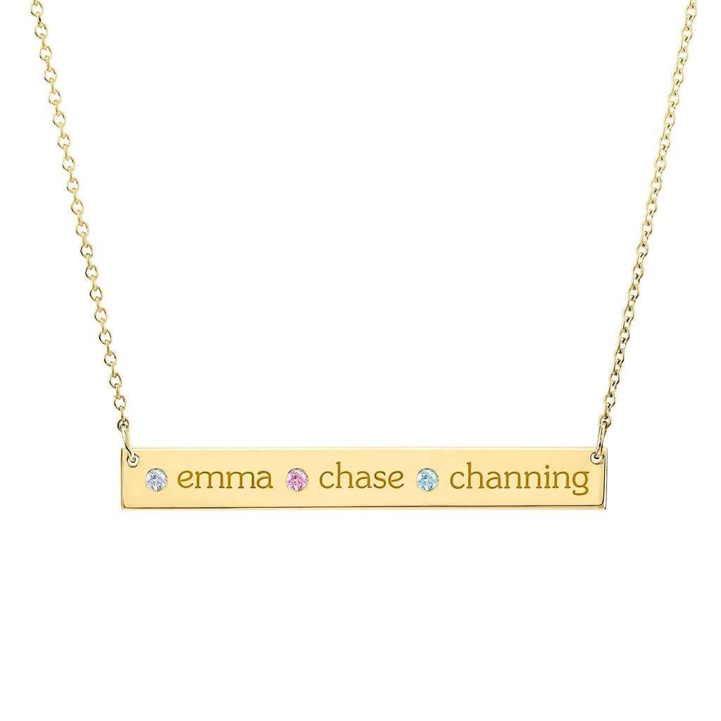Skinny Bar Birthstone Necklace (1-3 Stones)