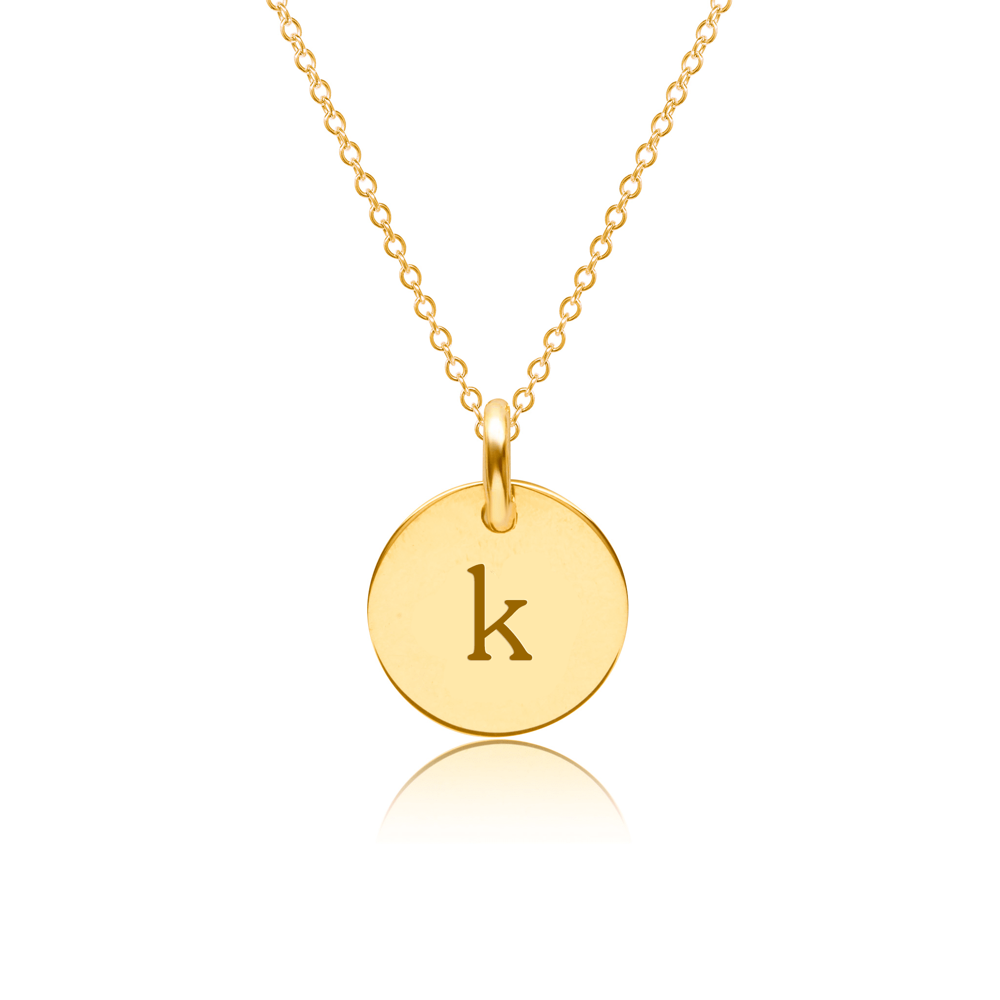 Mini Initial Circle Tag Necklace - Lowercase