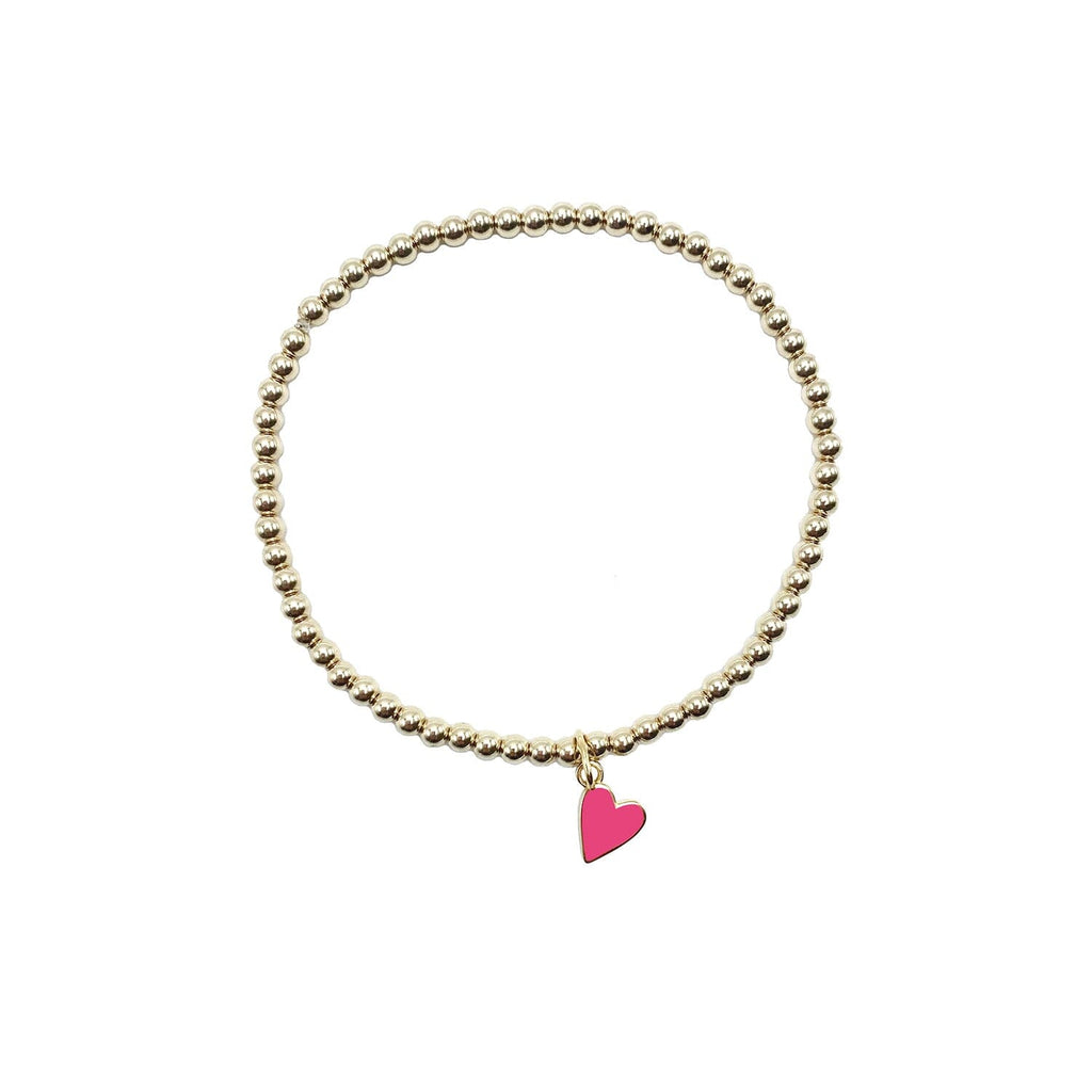 Pink Beaded Gold Chain Bracelet