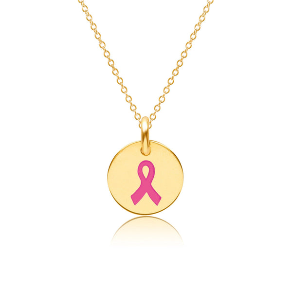 Gold Engravable Breast Cancer Ribbon Necklace | Tiny Tags | Tiny