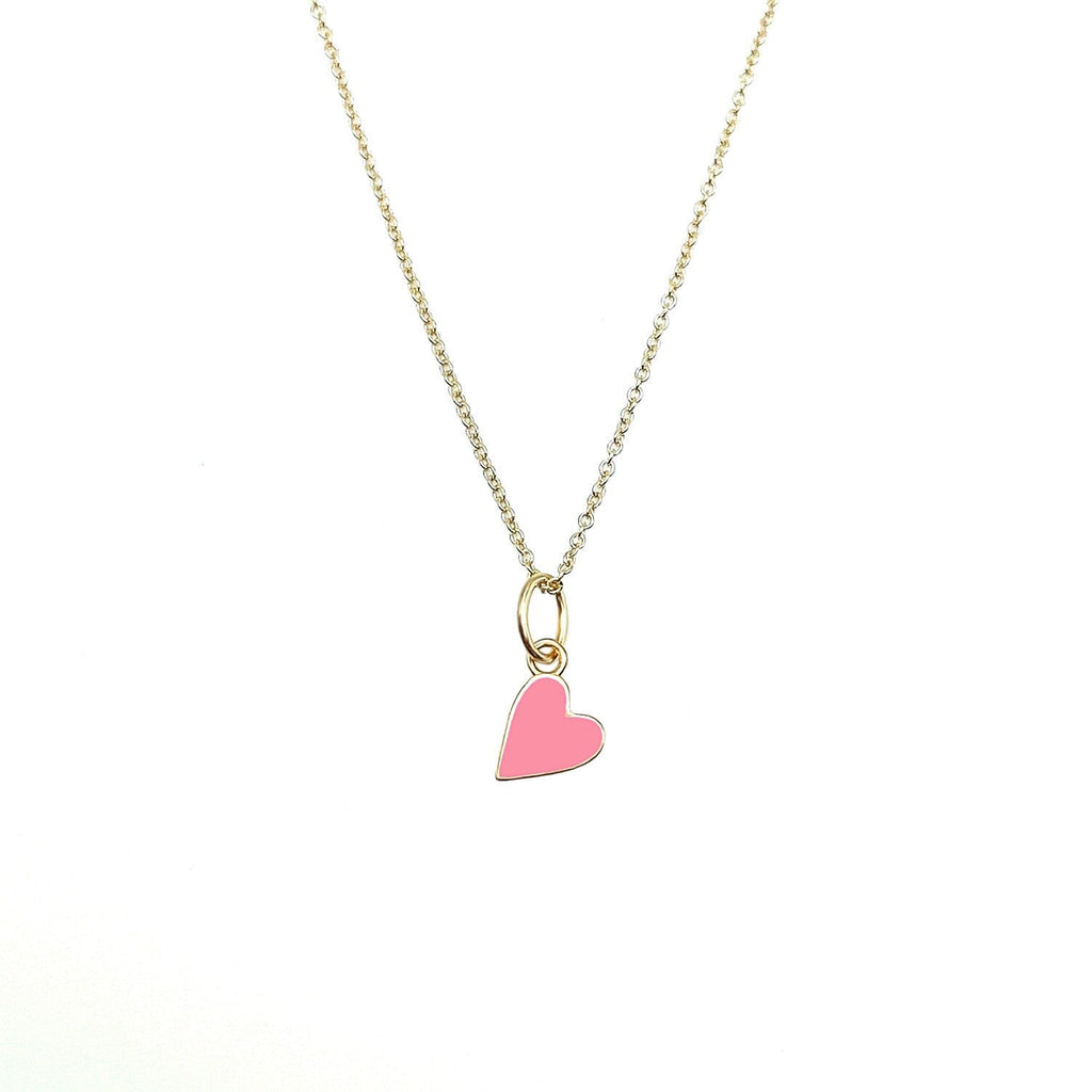 Flamingo Pink Enamel Heart Necklace by Lindsey Gurk