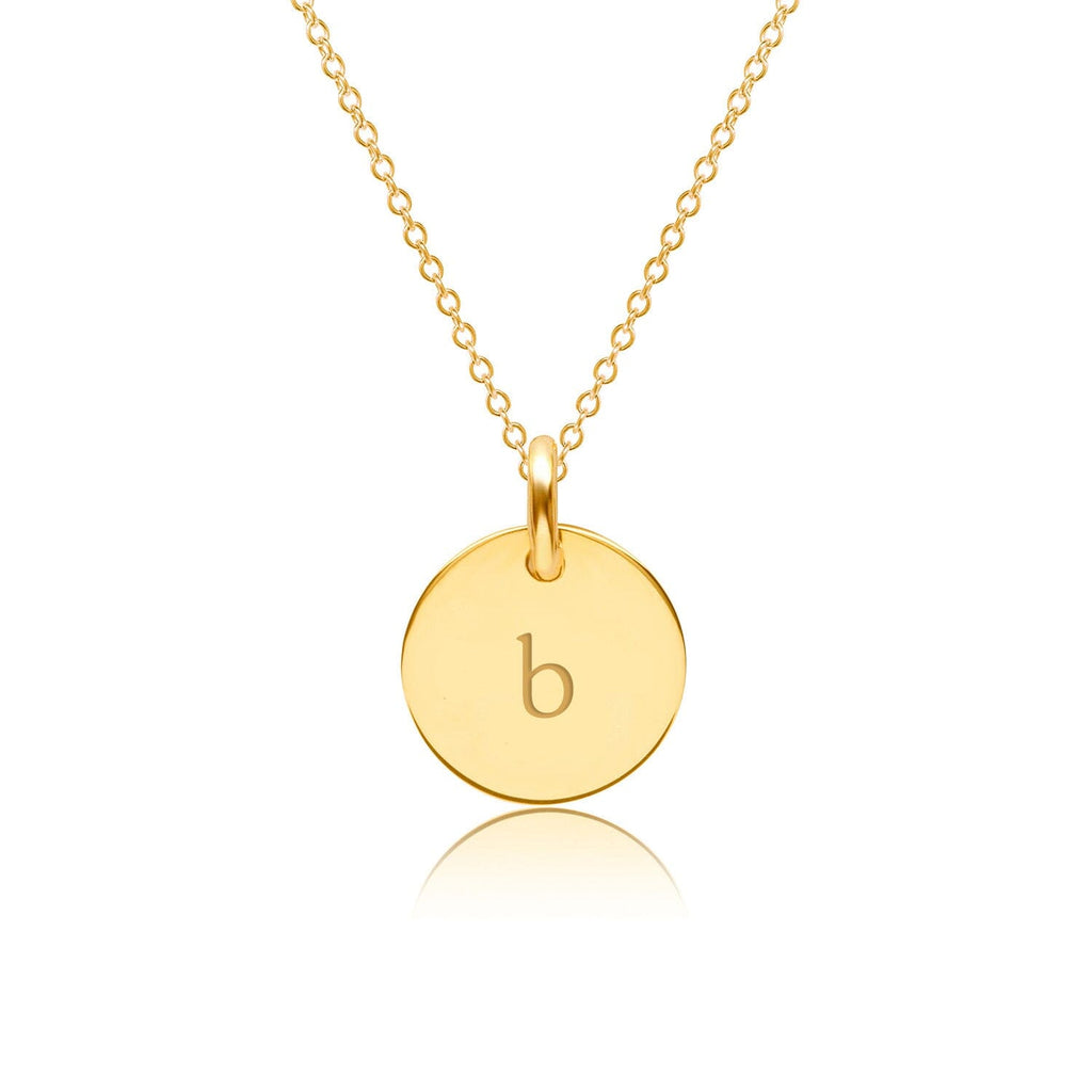 Gold Initial Circle Necklace - Lowercase