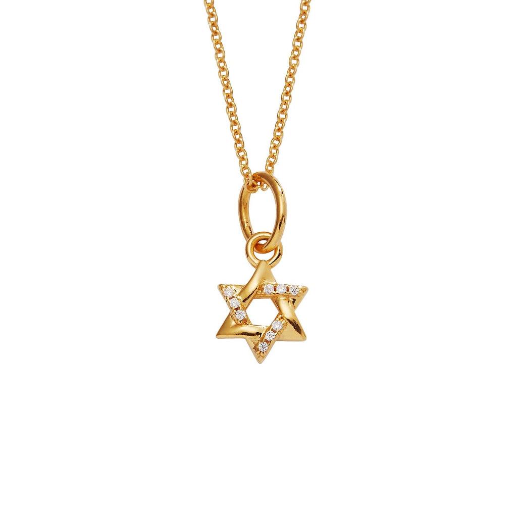 14k Gold Pavé Diamond Star of David Necklace