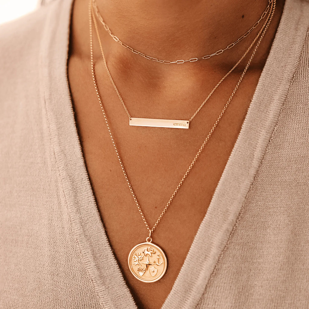 Reflection Coin Pendant + Leaf Earrings Set