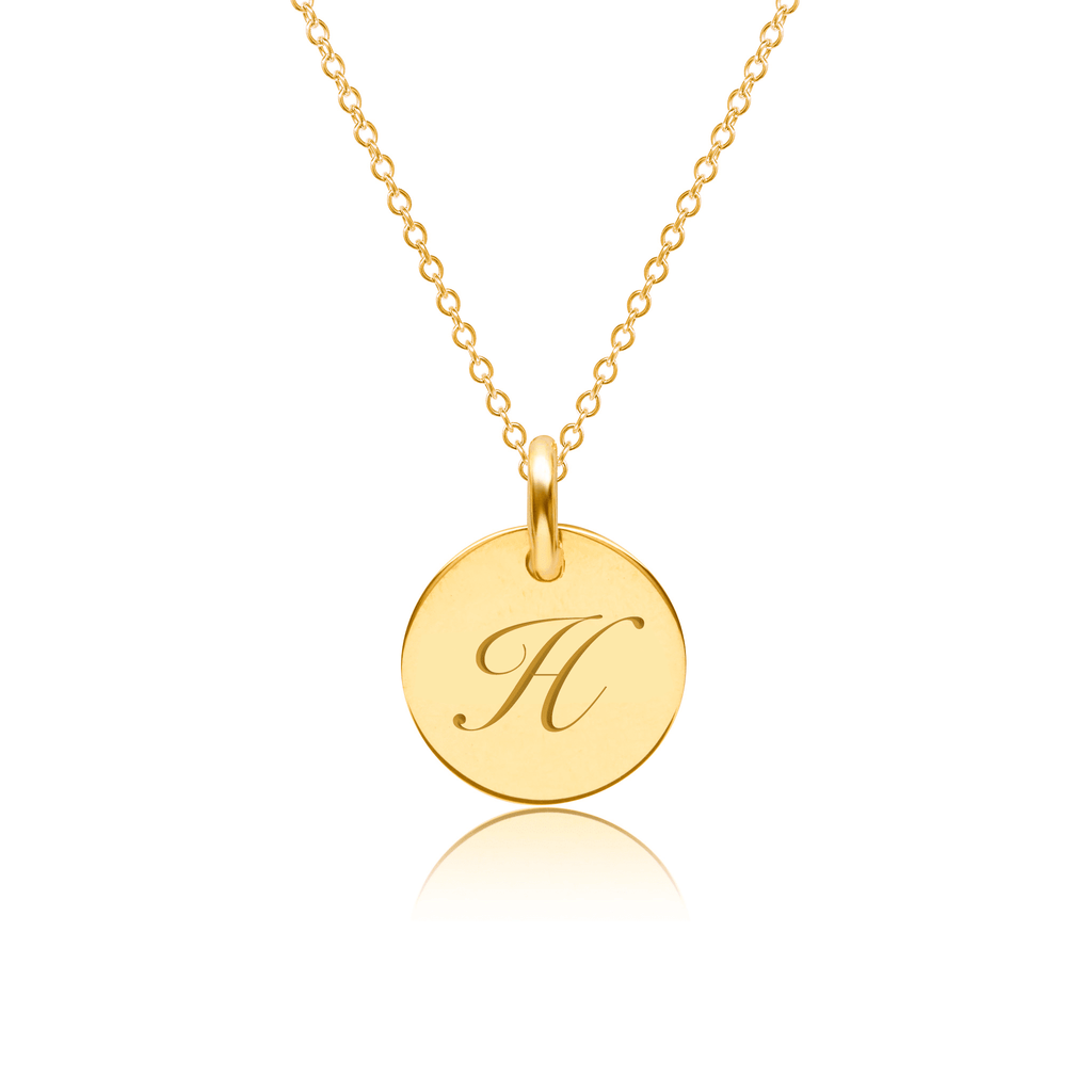 14k Gold Script Initial Circle Necklace (1-2 Circles)