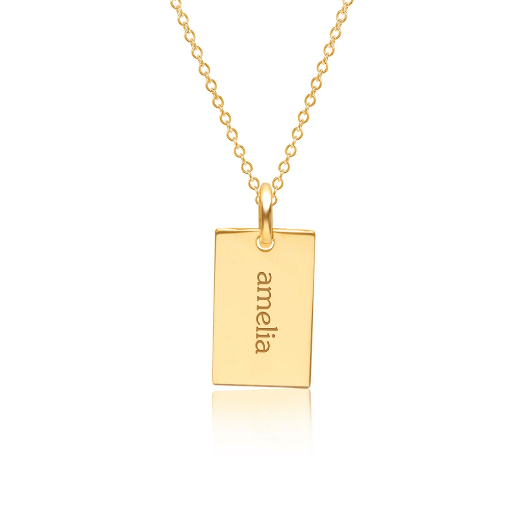 Gold Mini Dog Tag Necklace | A Feminine and Cool Favorite