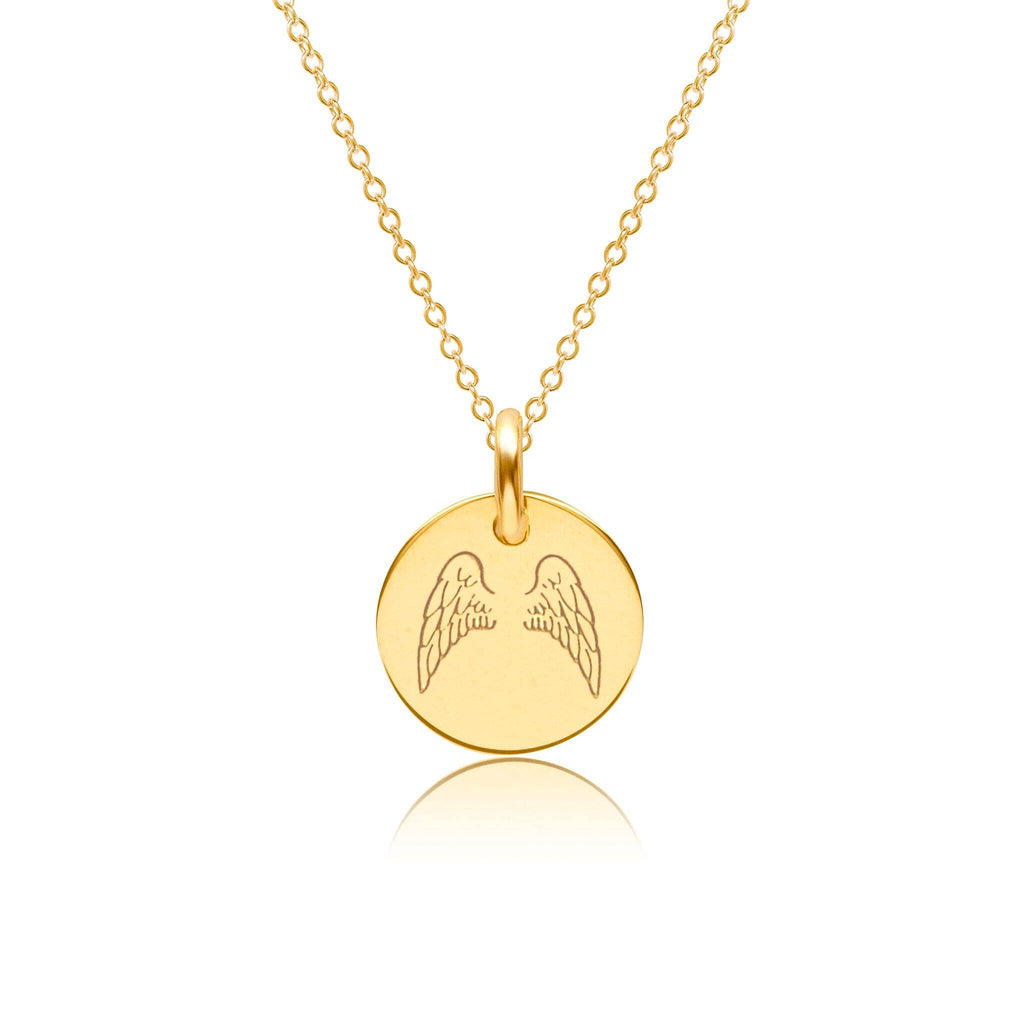 14k Gold Engravable Angel Wings Necklace