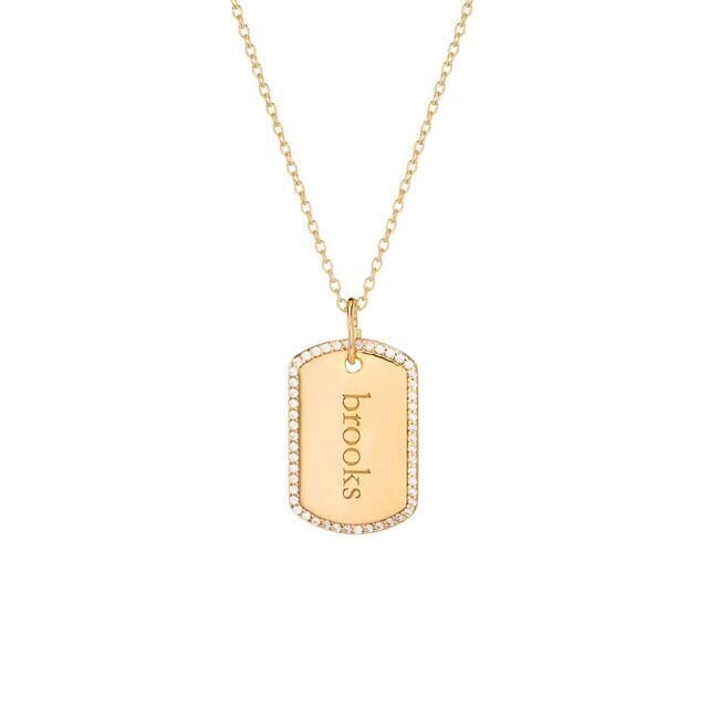 Pavé Large Dog Tag Necklace