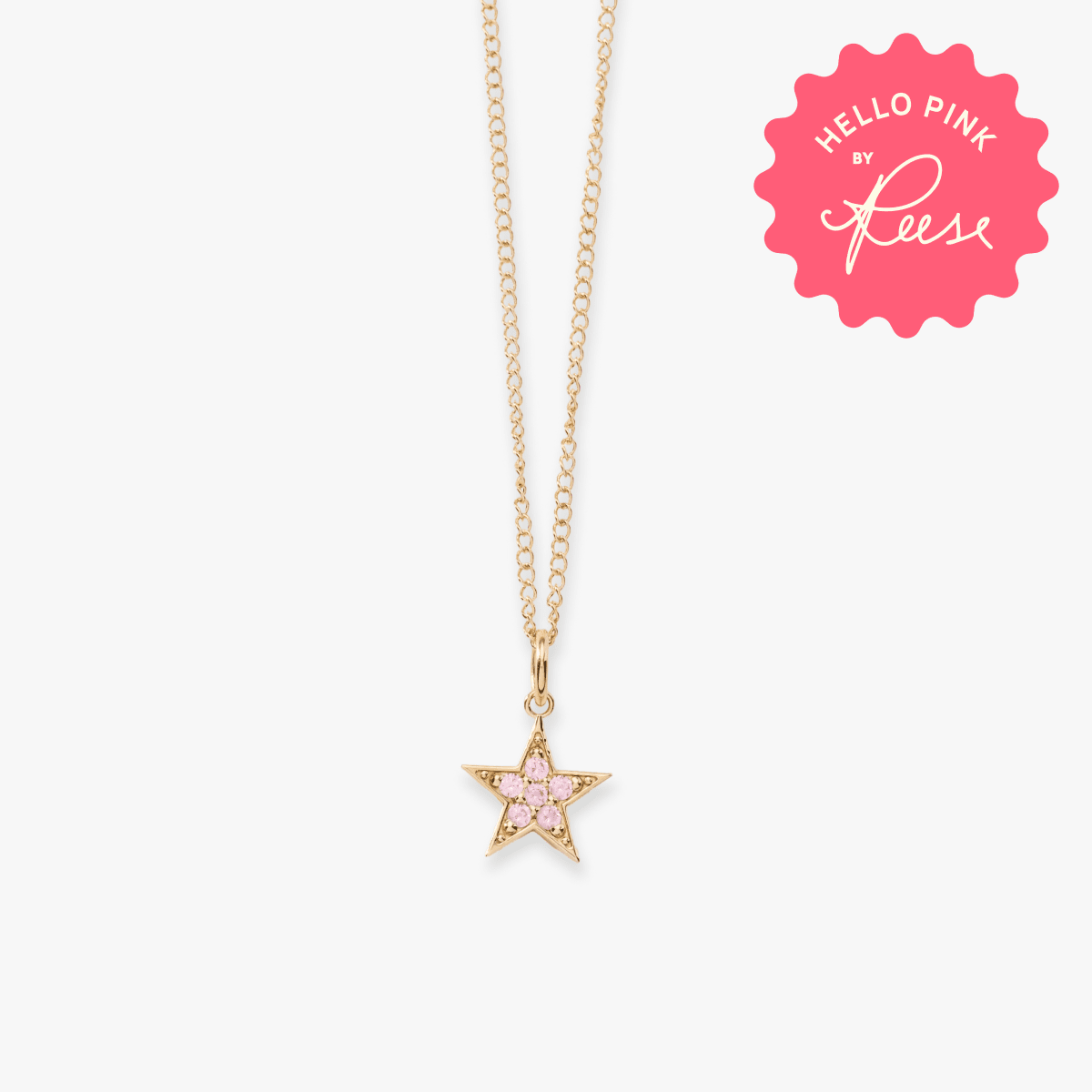 Hello Pink Pavé Star Charm Necklace